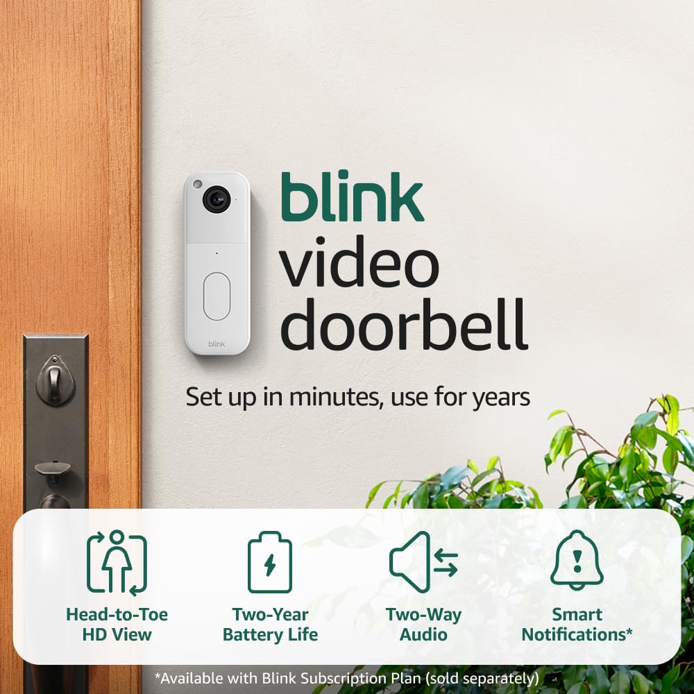 Blink Video Doorbell (newest model) – Head-to-toe HD view, two-year battery life, and simple setup. Sync Module Core included – System (Black)